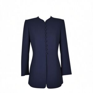 Kasper ASL Blazer Women Size 6 Long Length Side Slits Loop Buttons Lined Black